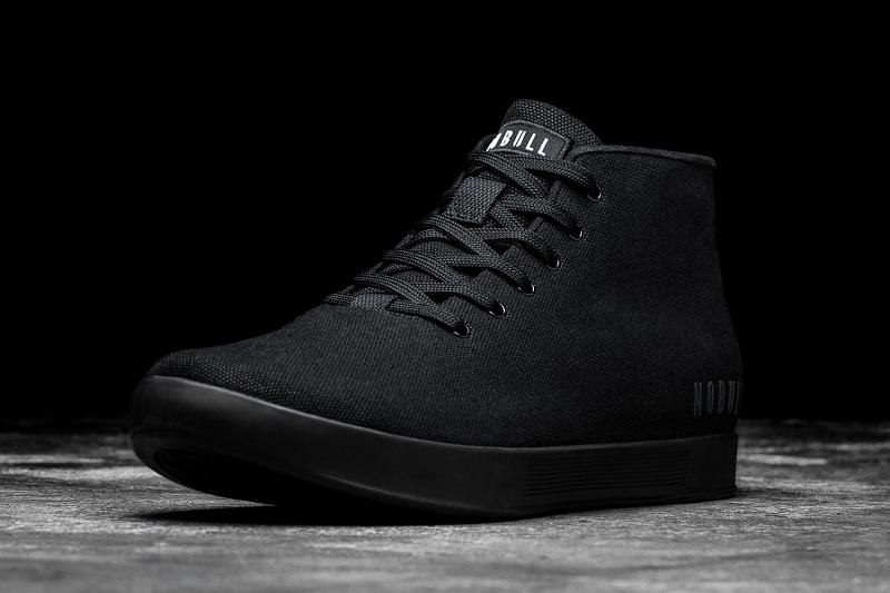 Black Nobull Canvas Mid Women's Trainers | CA G2089S